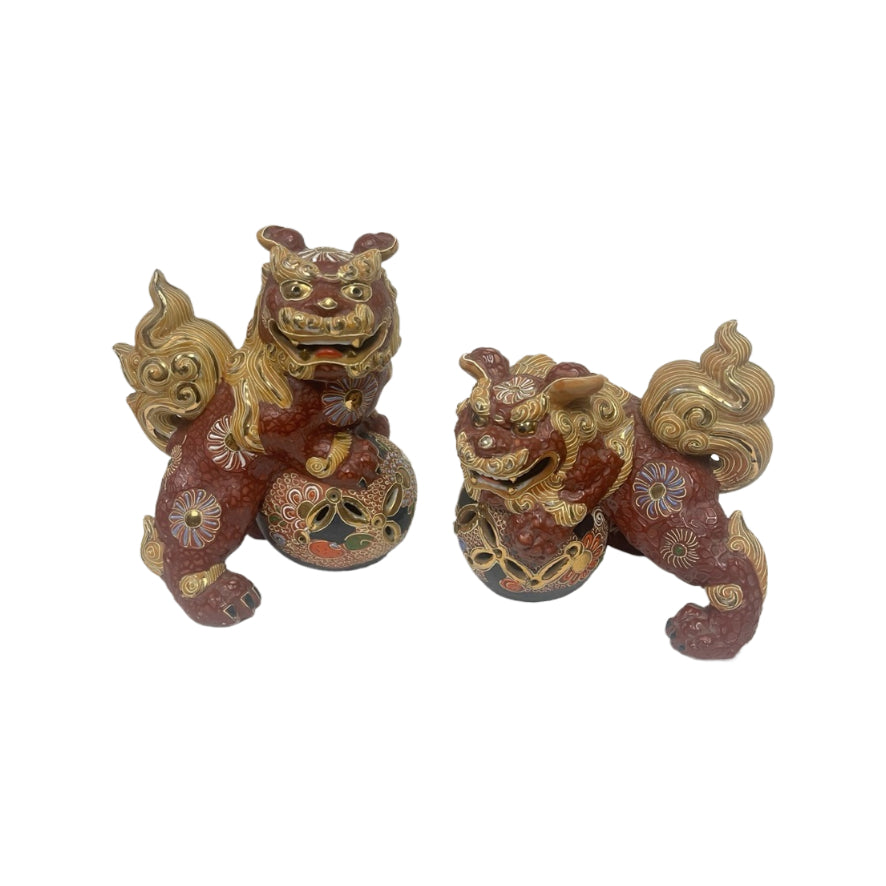 Vintage Pair of Ceramic Foo Dog Figurines