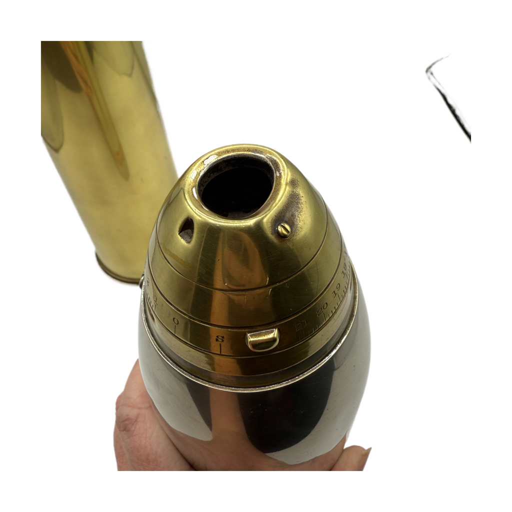 Available is an Antique 1916 Unmarked Gorham Facsimile Shrapnel Shell Cocktail Shaker