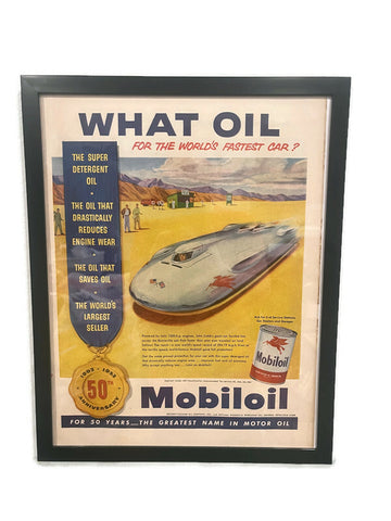 Framed Vintage Original Mobil Oil Advertisement