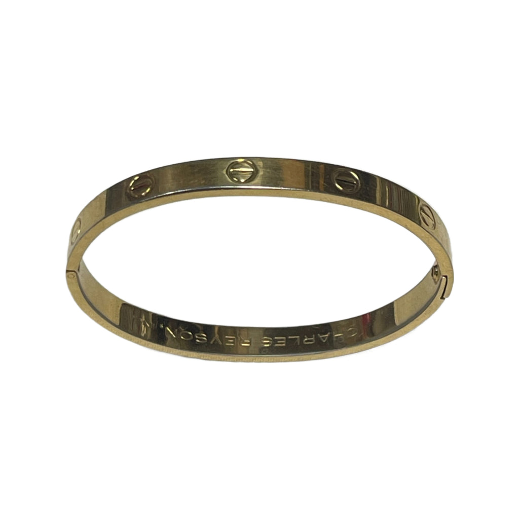 Vintage 1970 Aldo Cipullo Charles Revson Gold Electroplated Cartier Love Bracelet W/ Bag