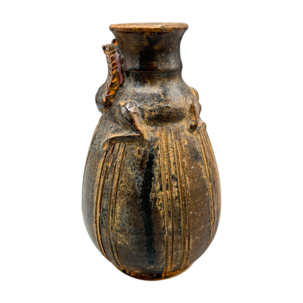 Antique 1800s Glazed Redware Horse Vase