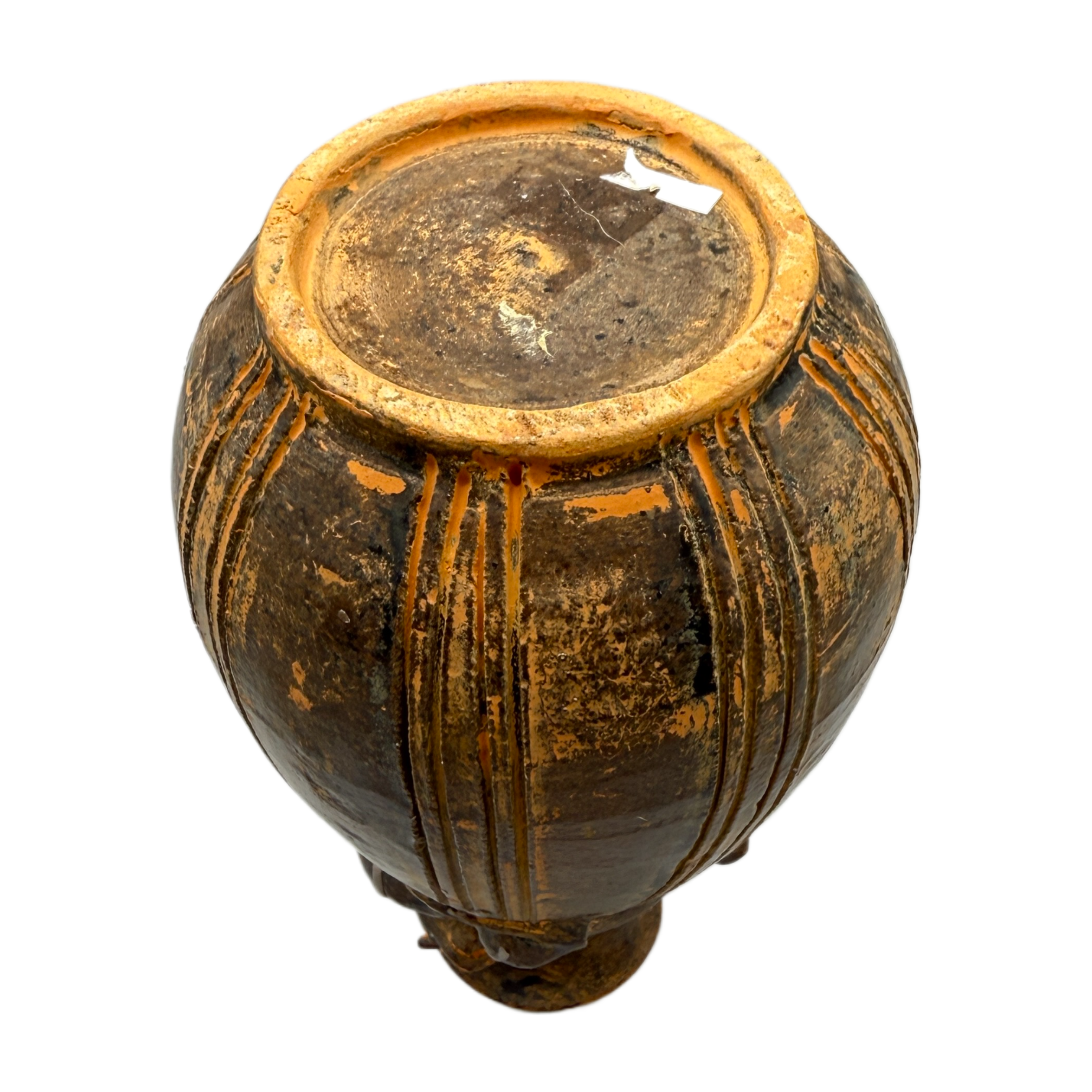 Antique 1800s Glazed Redware Horse Vase