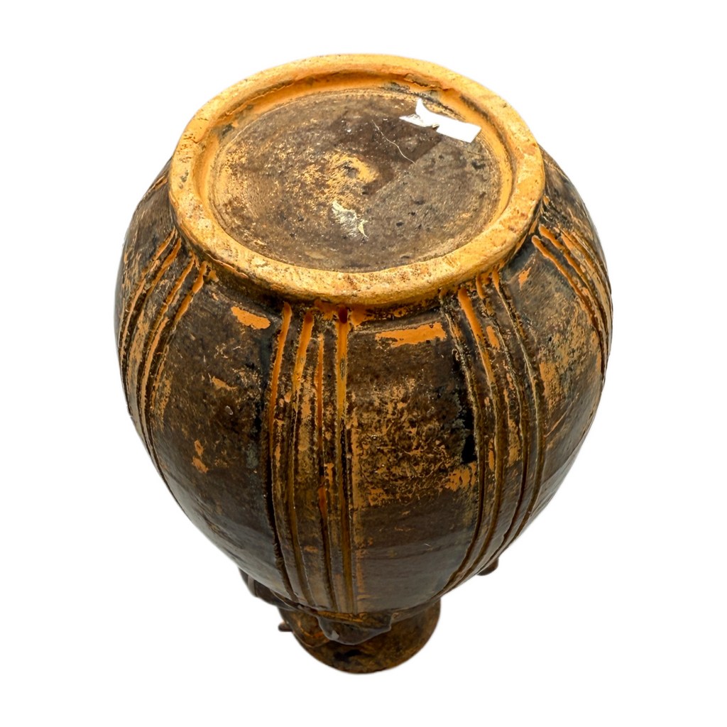 Antique 1800s Glazed Redware Horse Vase