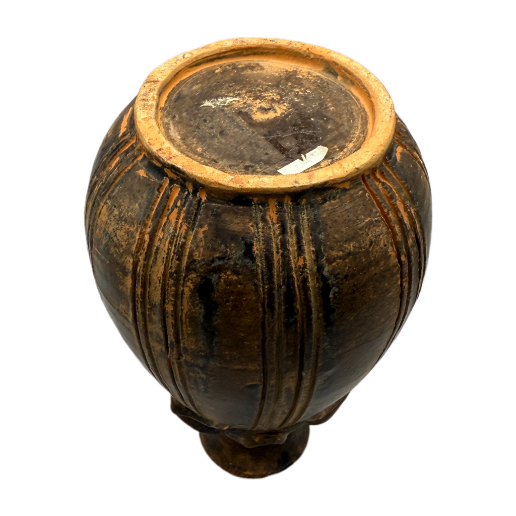 Antique 1800s Glazed Redware Horse Vase