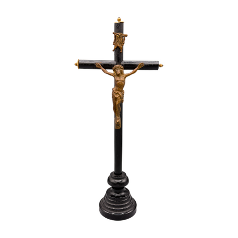 Available is an Antique INRI Free Standing Crucifix