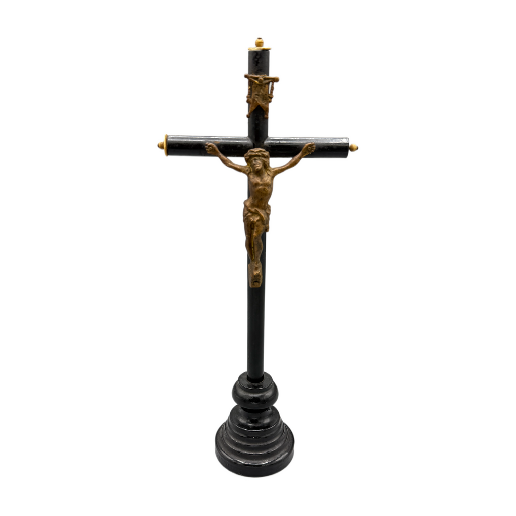Available is an Antique INRI Free Standing Crucifix