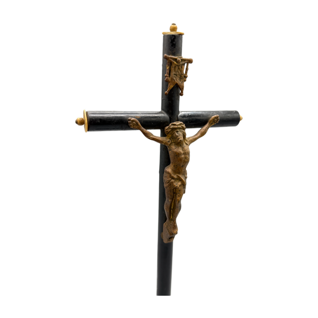 Available is an Antique INRI Free Standing Crucifix