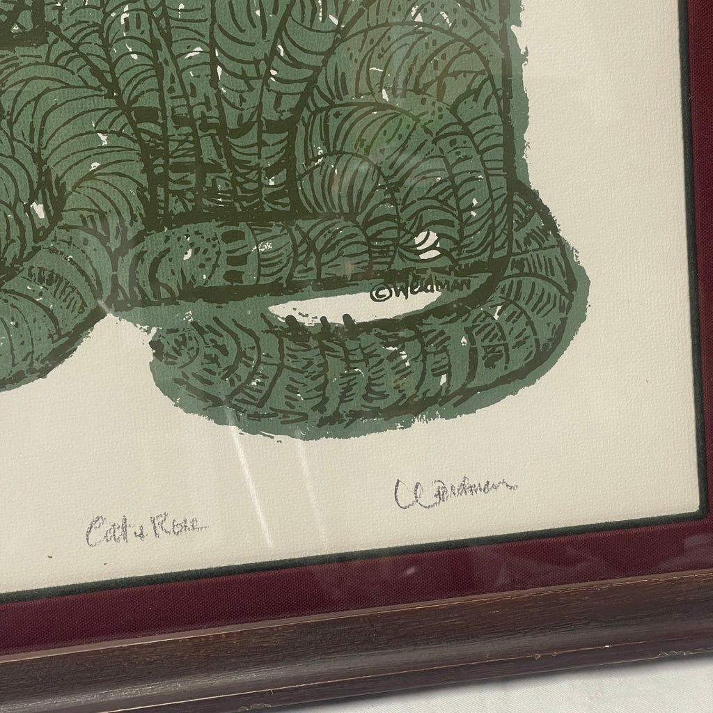 Mid Century Modern David Weidman Framed Cat Serigraph