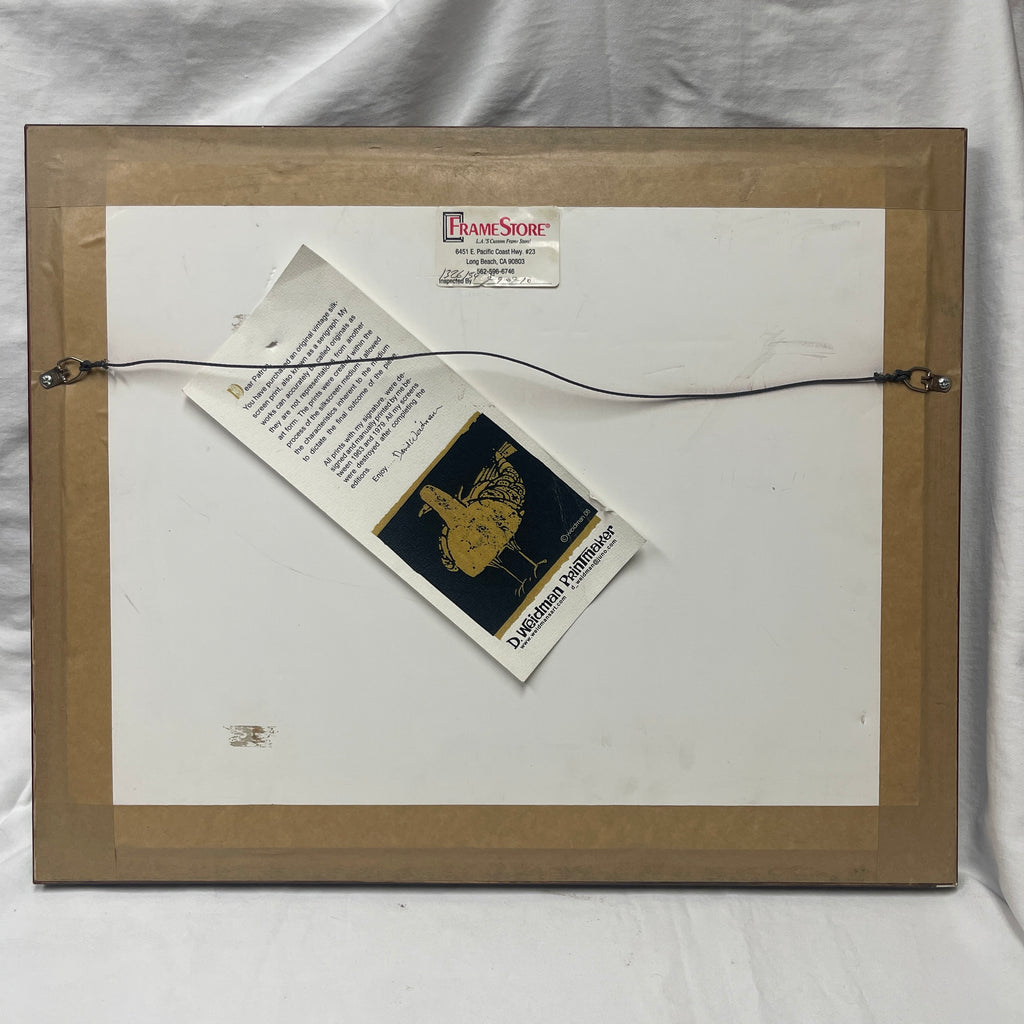 Mid Century Modern David Weidman Framed Cat Serigraph