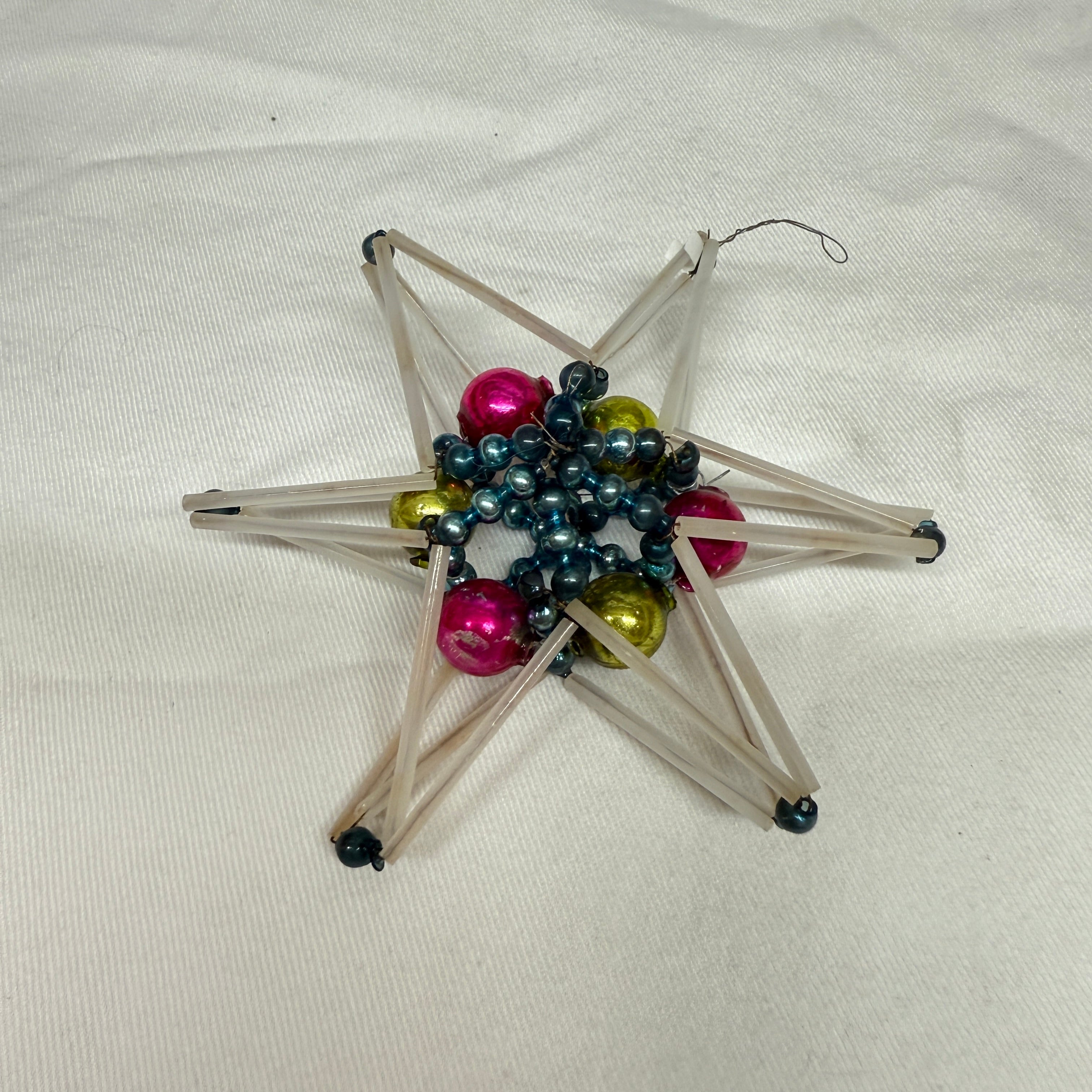 Vintage Mercury Glass Bead Star Christmas Ornament