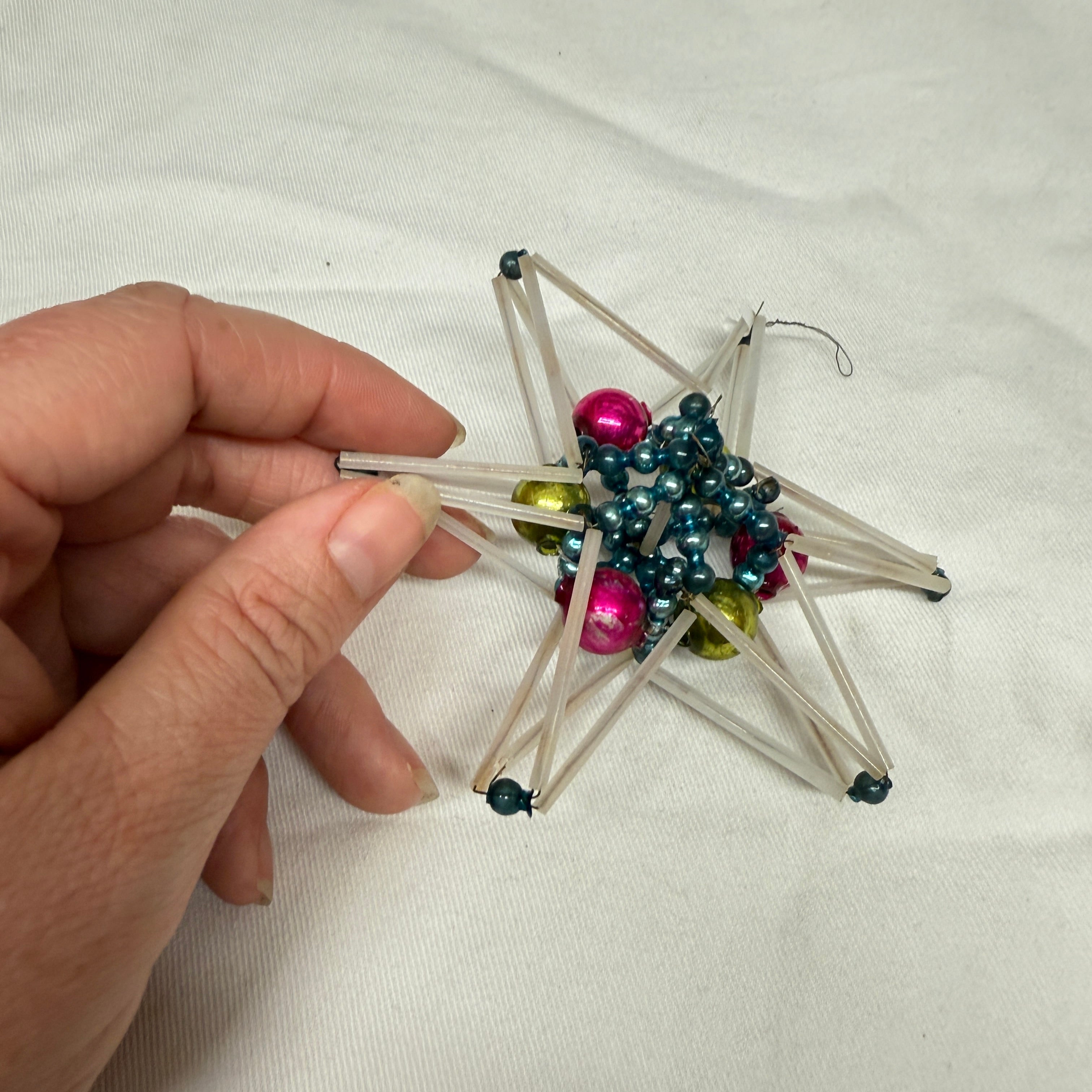 Vintage Mercury Glass Bead Star Christmas Ornament