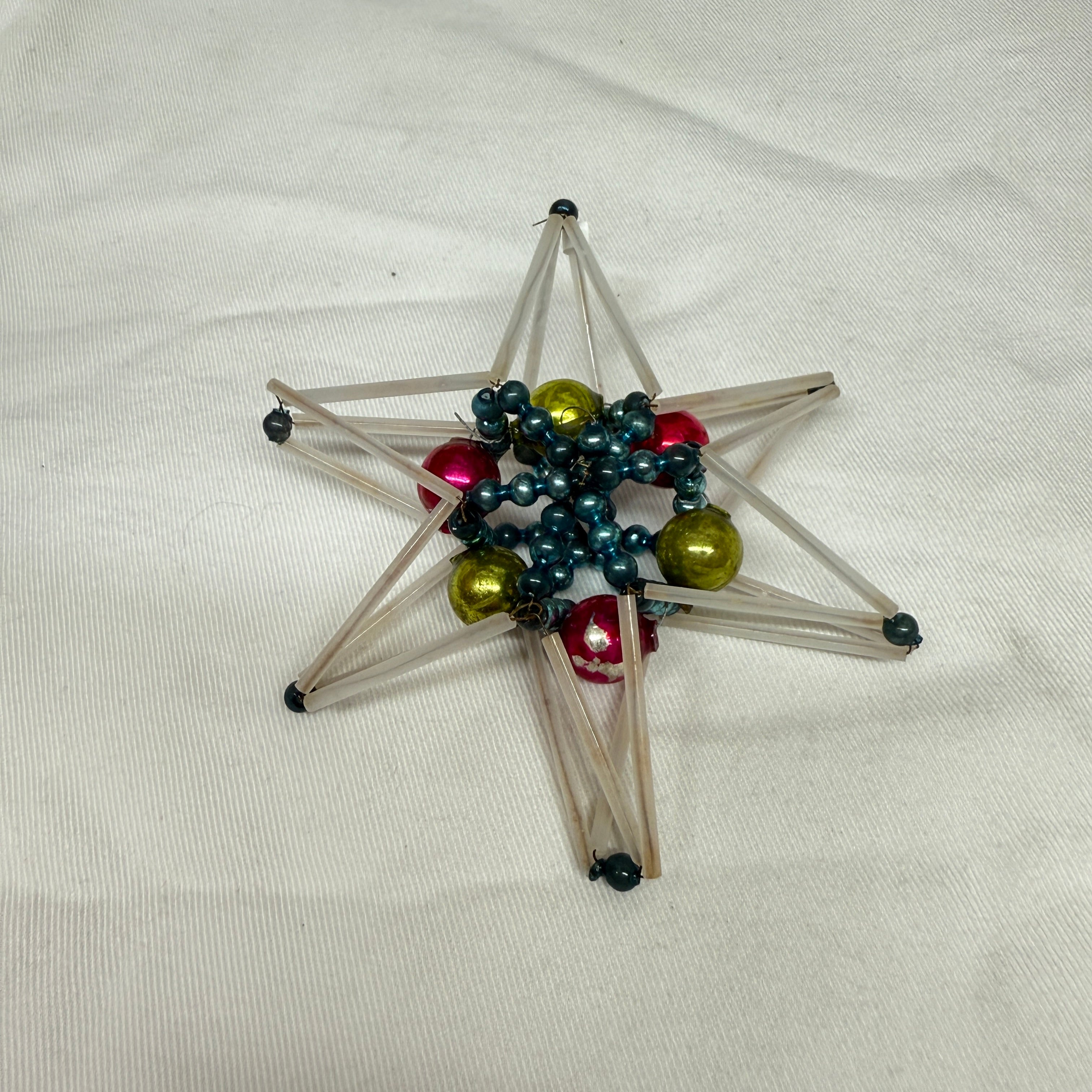 Vintage Mercury Glass Bead Star Christmas Ornament