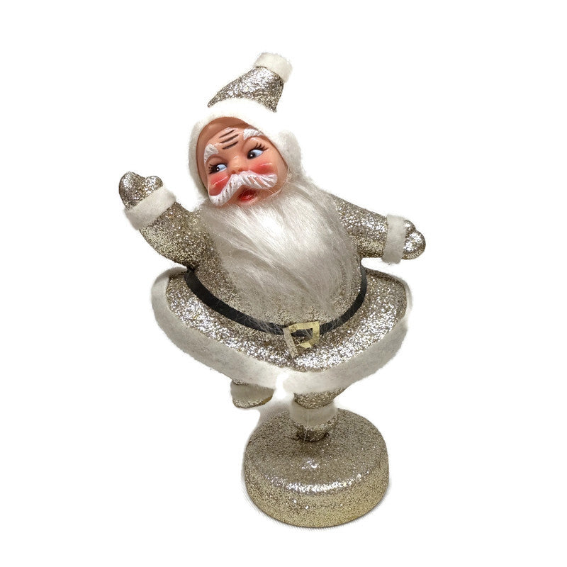 Vintage Gold Glitter Santa Figurine