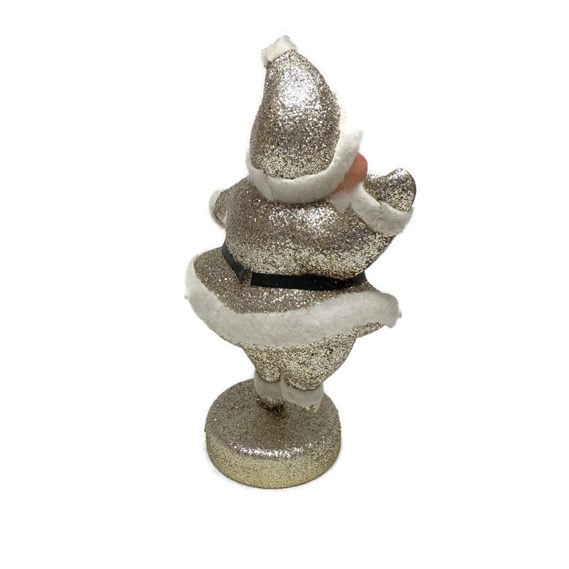Vintage Gold Glitter Santa Figurine