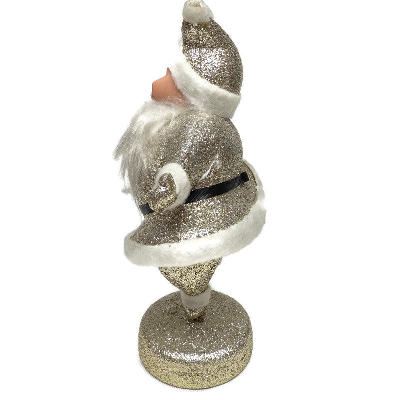 Vintage Gold Glitter Santa Figurine
