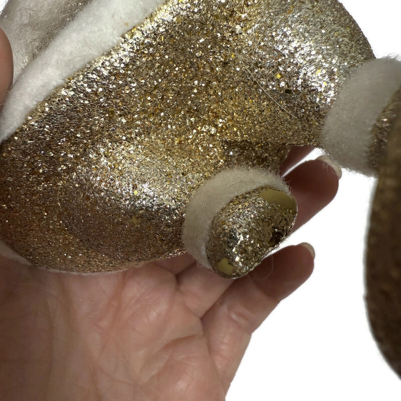 Vintage Gold Glitter Santa Figurine