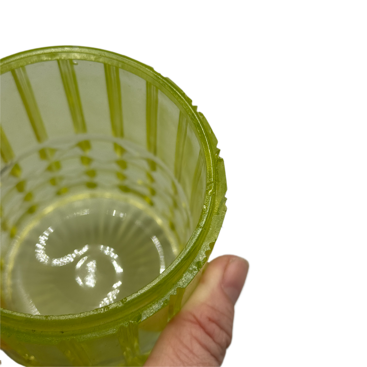 Antique Uranium/ Vaseline Glass Silver Plate Pickle Castor