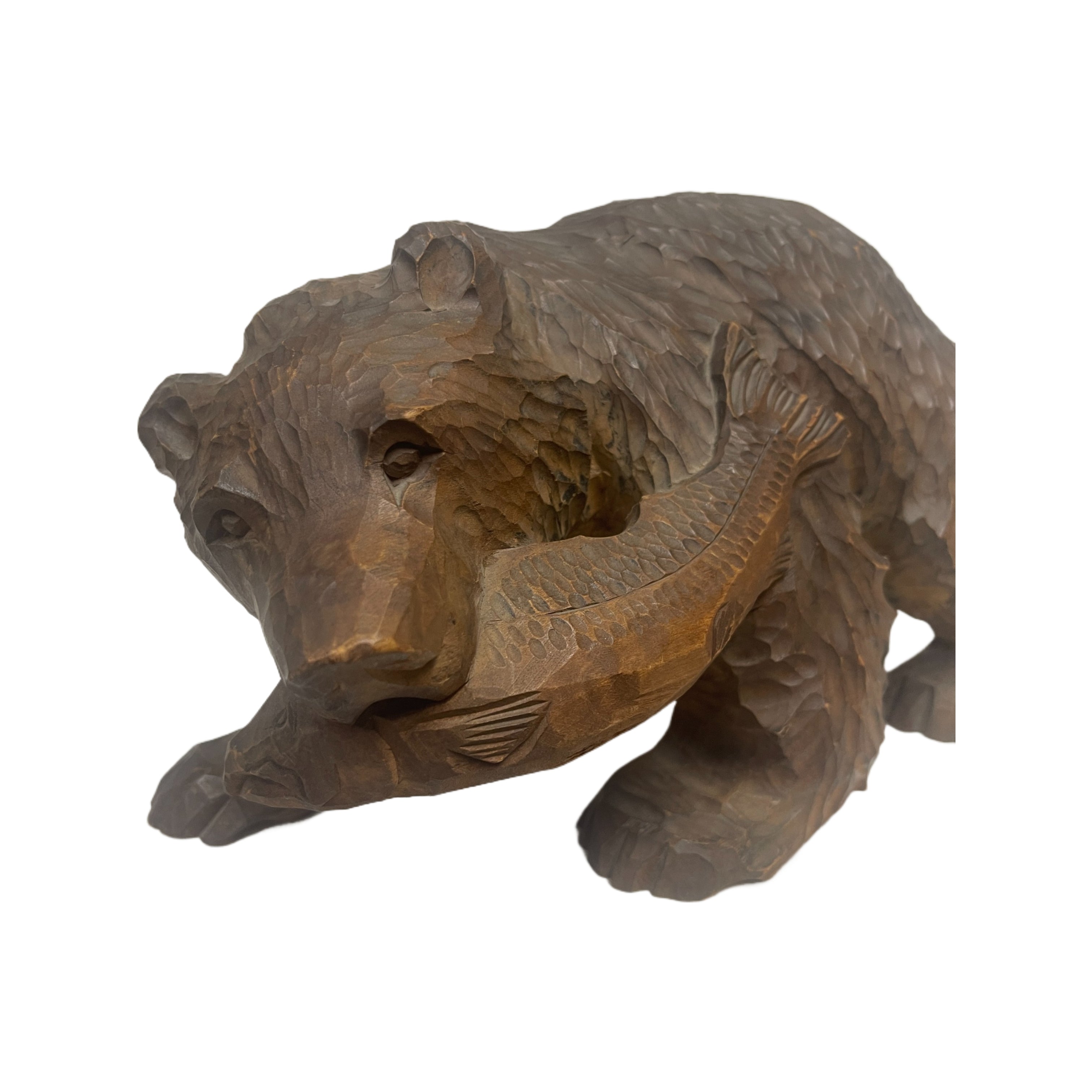 Vintage Signed Large Carved Wooden Bear