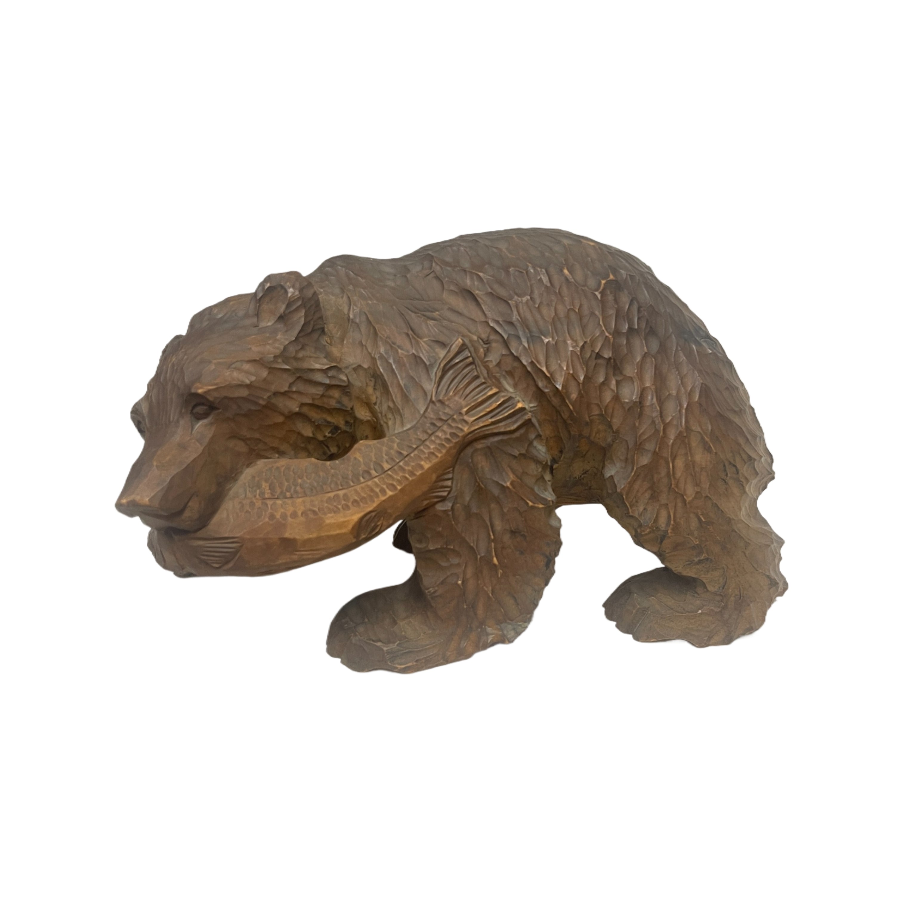 Vintage Signed Large Carved Wooden Bear
