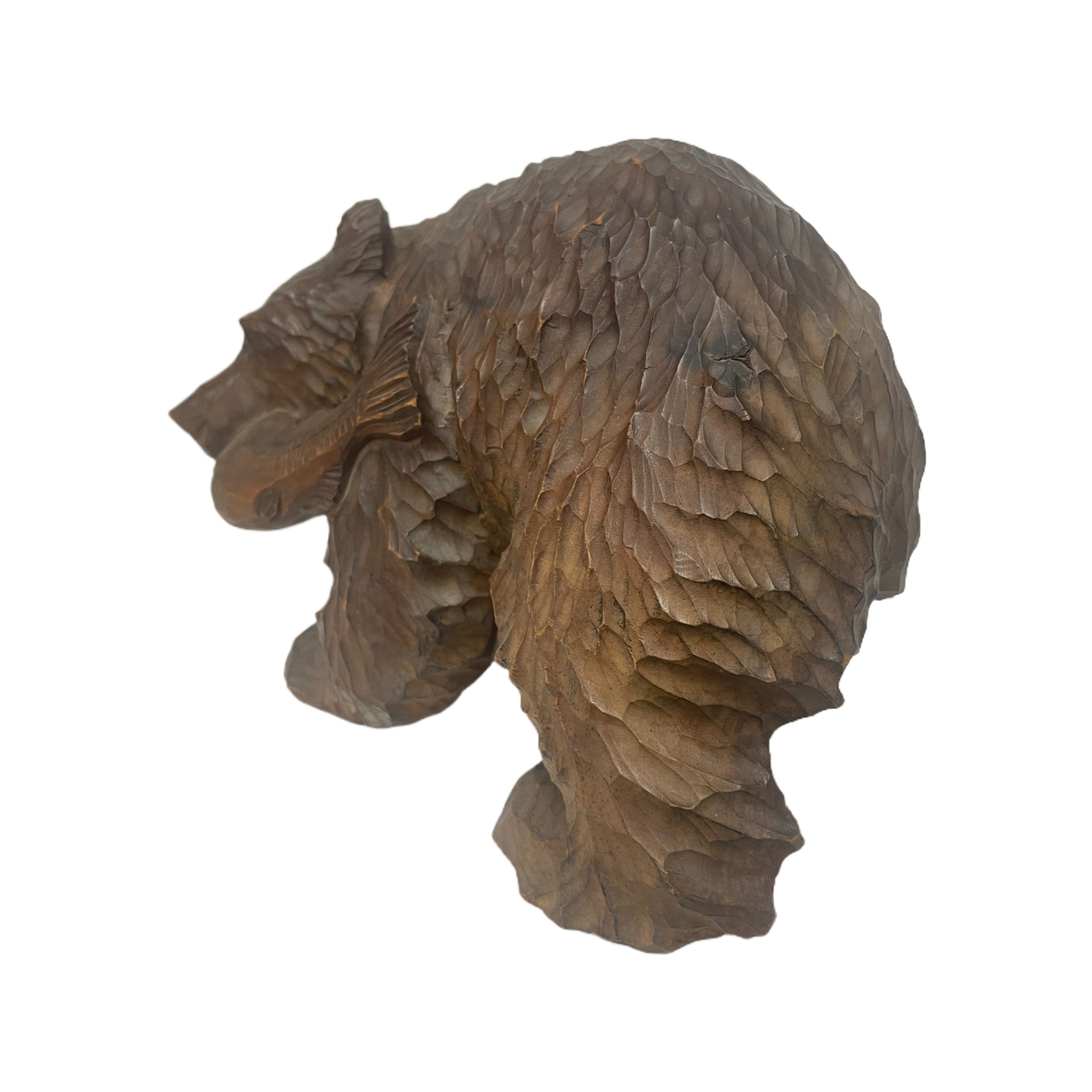 Vintage Signed Large Carved Wooden Bear