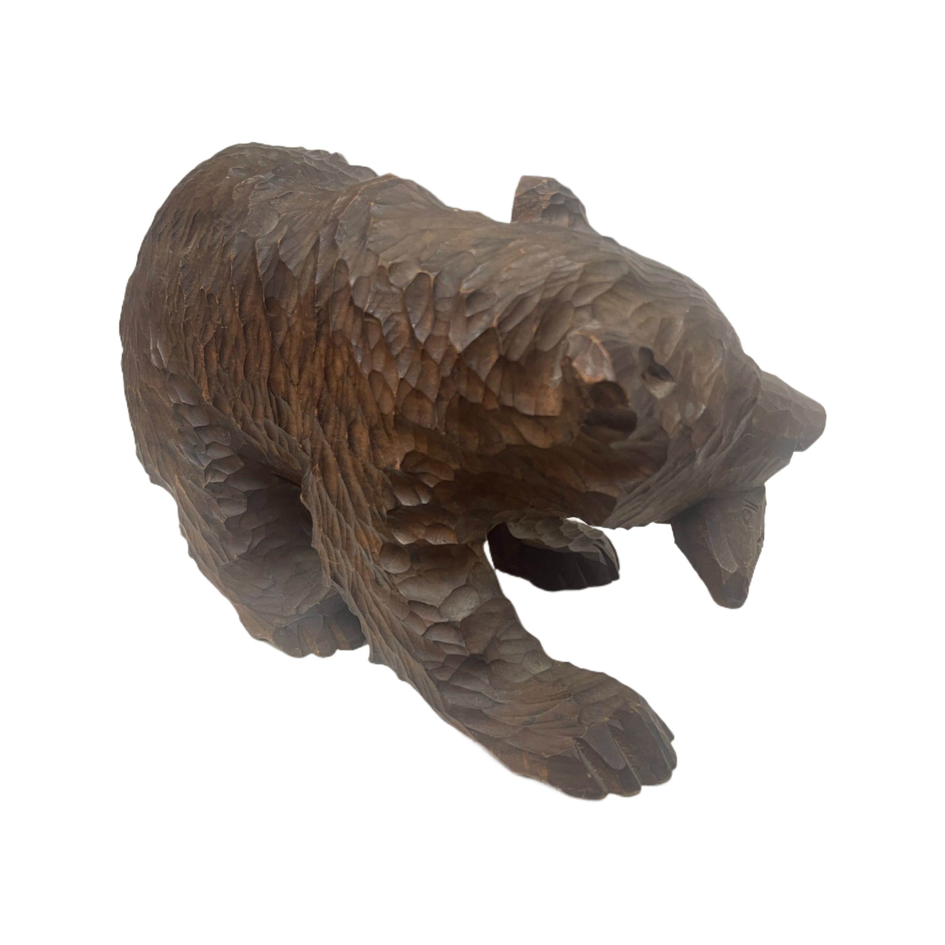 Vintage Signed Large Carved Wooden Bear