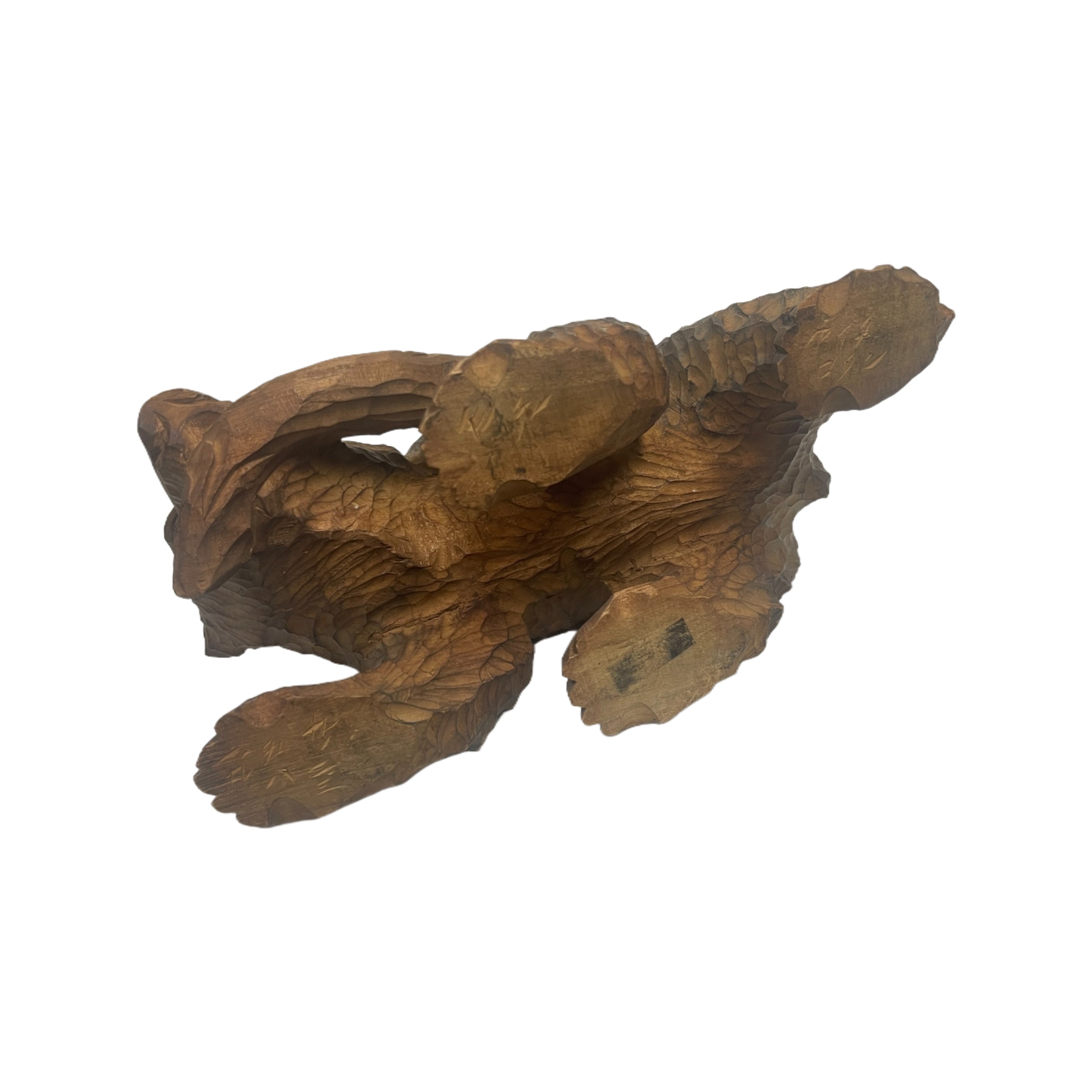 Vintage Signed Large Carved Wooden Bear