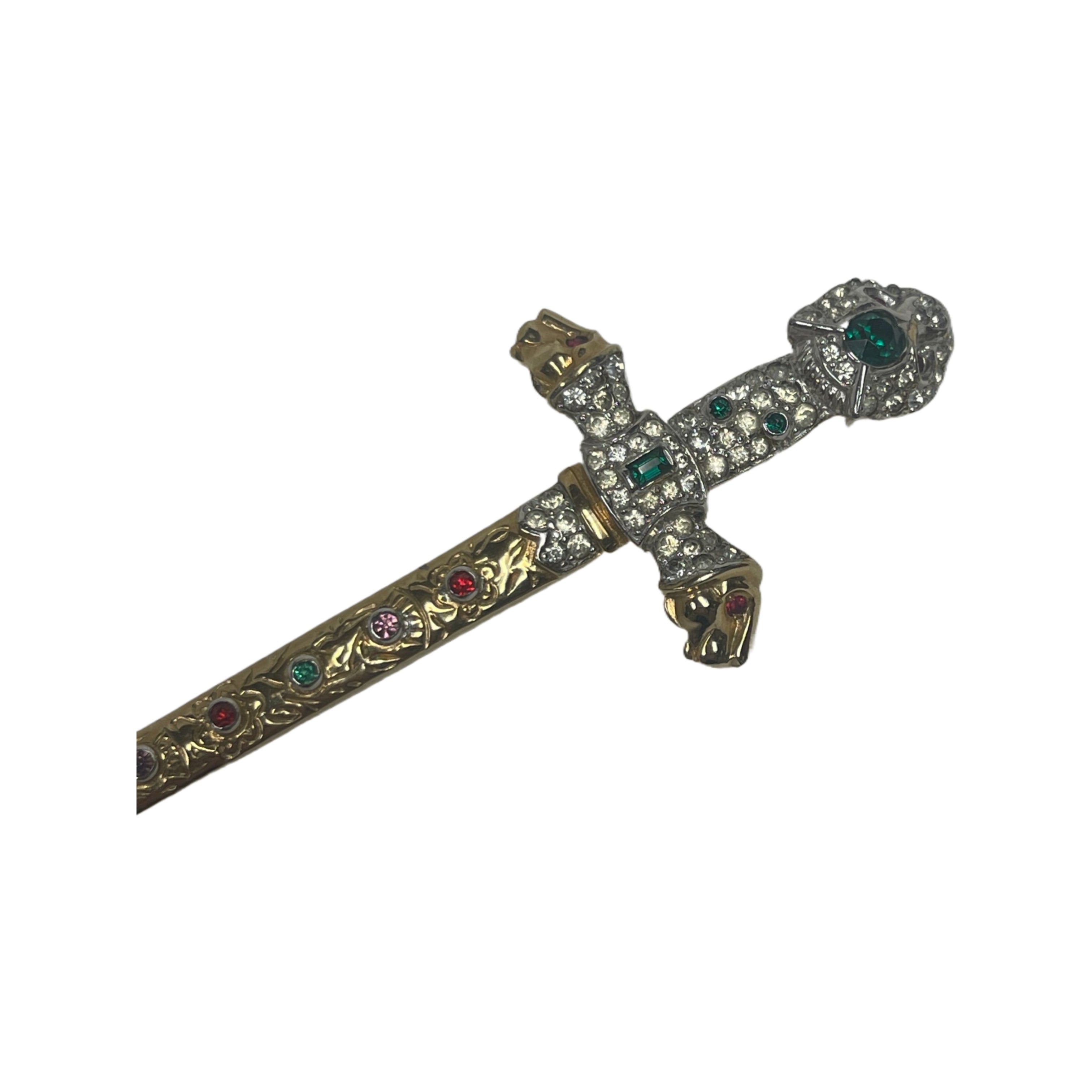 Vintage Signed Mazer Bros Sword Rhinestone Brooch