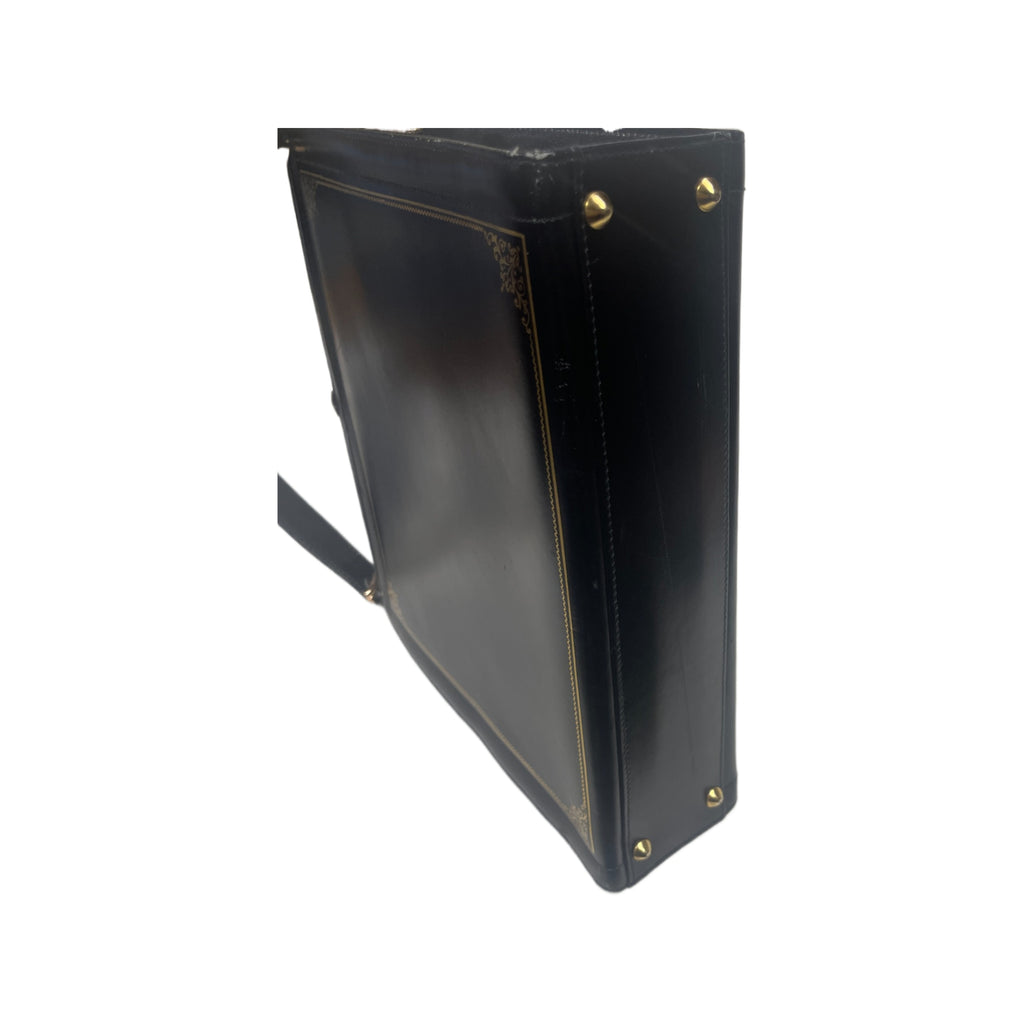 Vintage Scuola Del Cuoio Black Gold Embossed Hand Crafted Purse