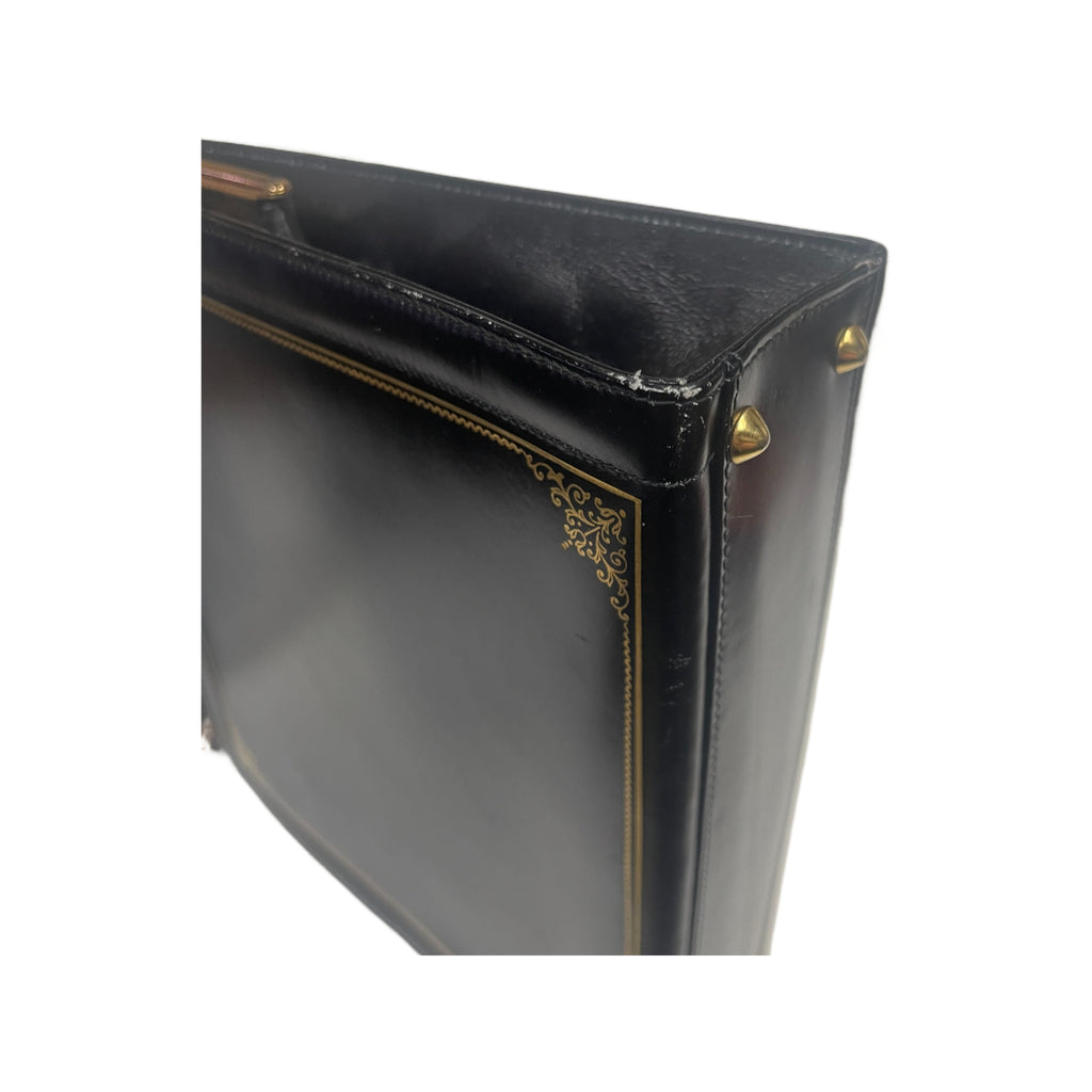 Vintage Scuola Del Cuoio Black Gold Embossed Hand Crafted Purse