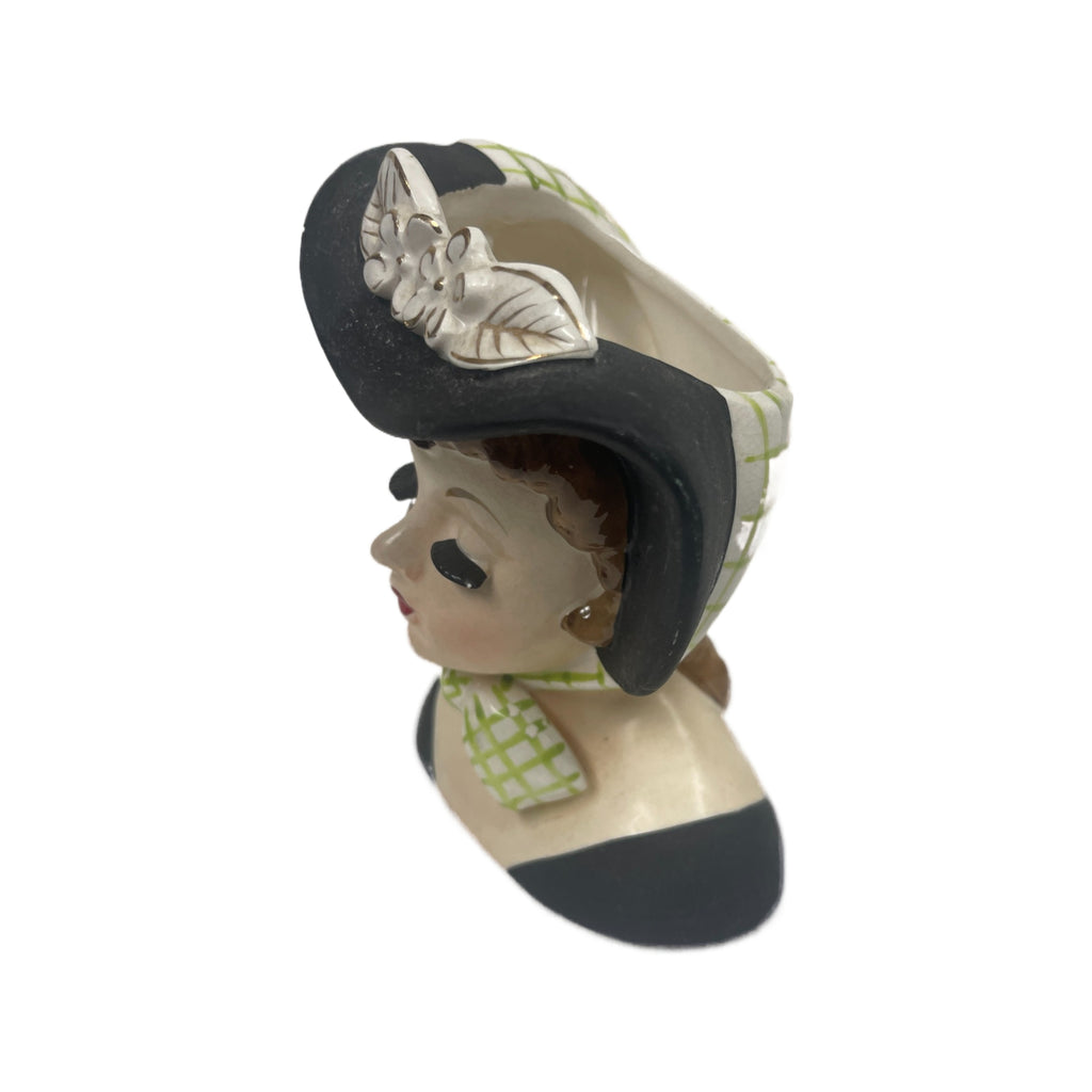 Vintage Napco 1959 Black Hat Head Vase