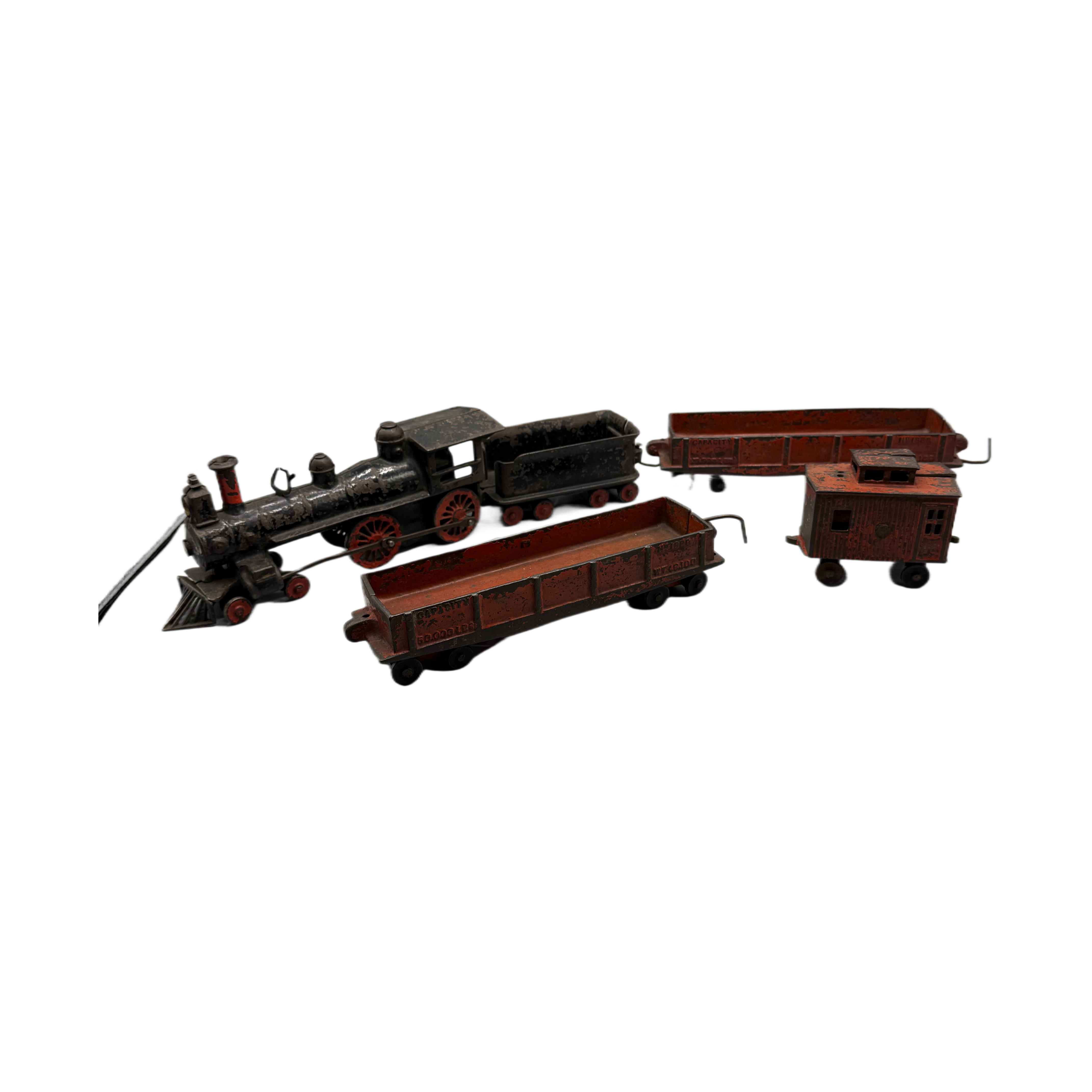 Antique Wilkins Cast Iron Toy Train with Engine and 4 Cars