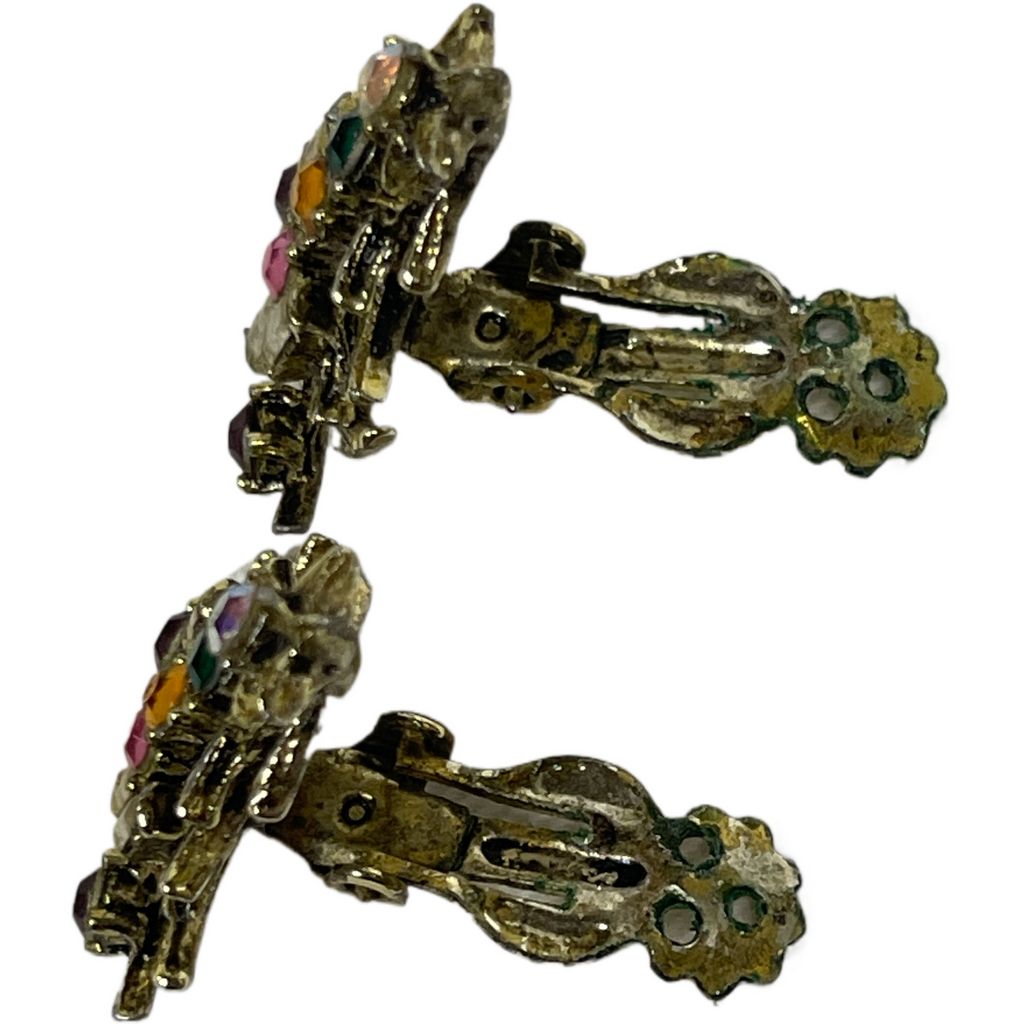 Vintage Hollycraft Christmas Tree Rhinestone Brooch & Earring Set