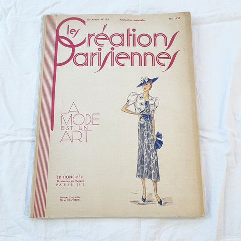 Rare Vintage May 1937 Les Creations Parisiennes Fashion Magazine