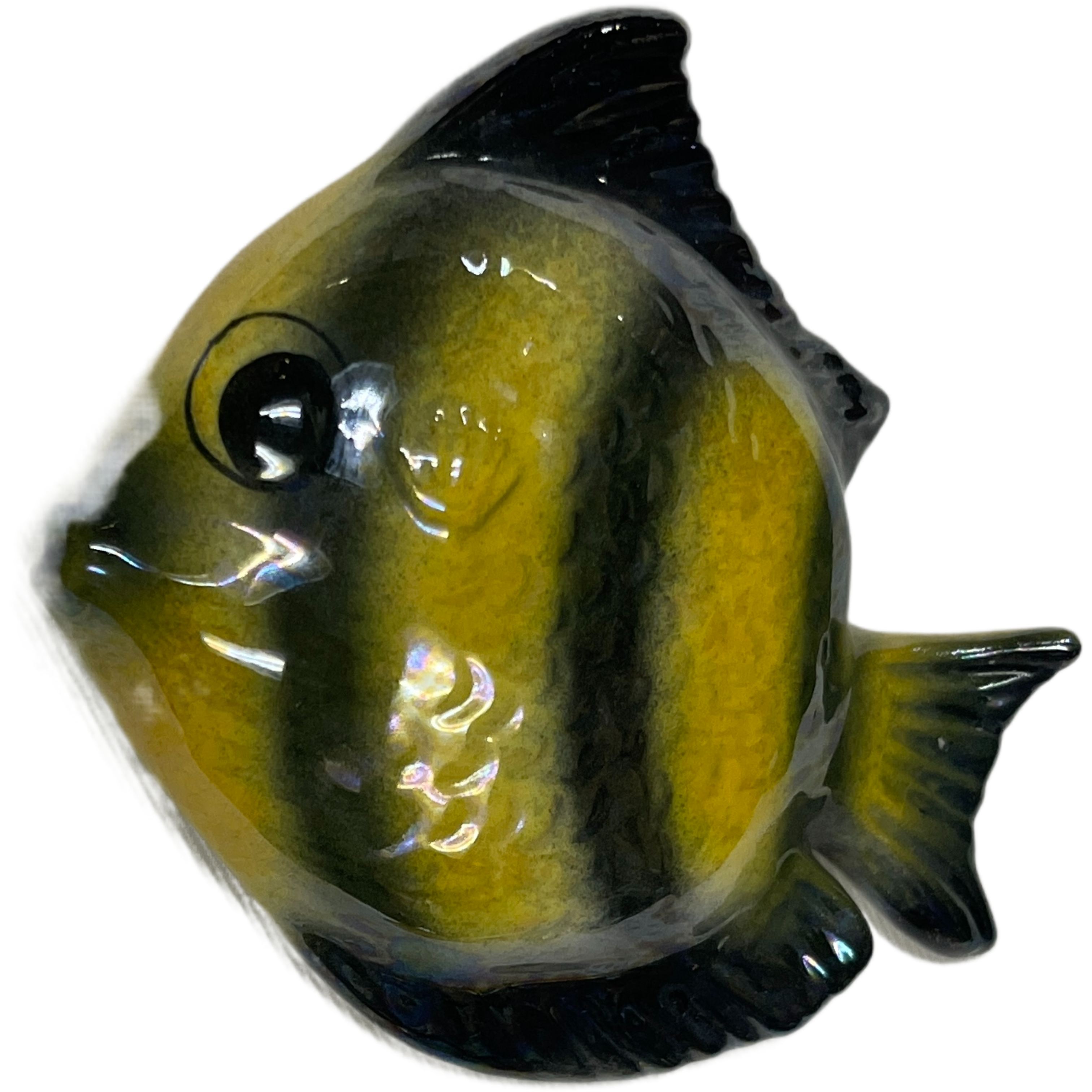 Vintage Set of 3 Black & Yellow Fish Wall Plaques