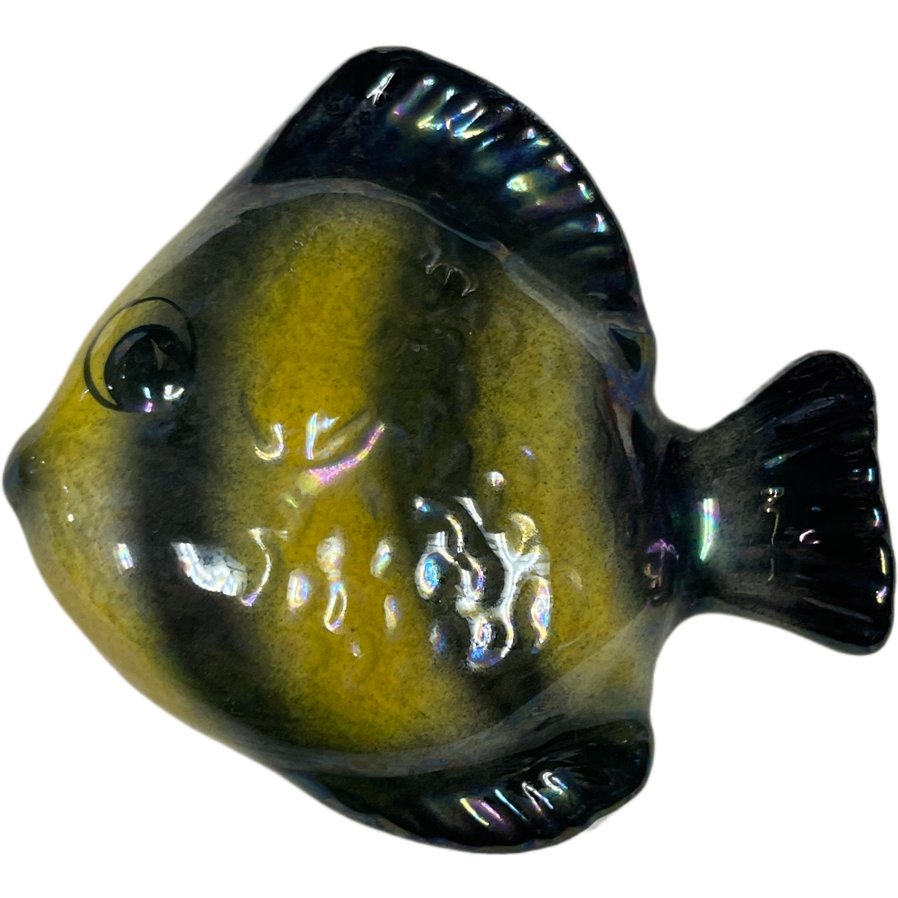 Vintage Set of 3 Black & Yellow Fish Wall Plaques