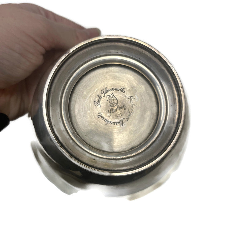 Vintage Towle Silversmiths Sterling Silver Enameled Footed Dish