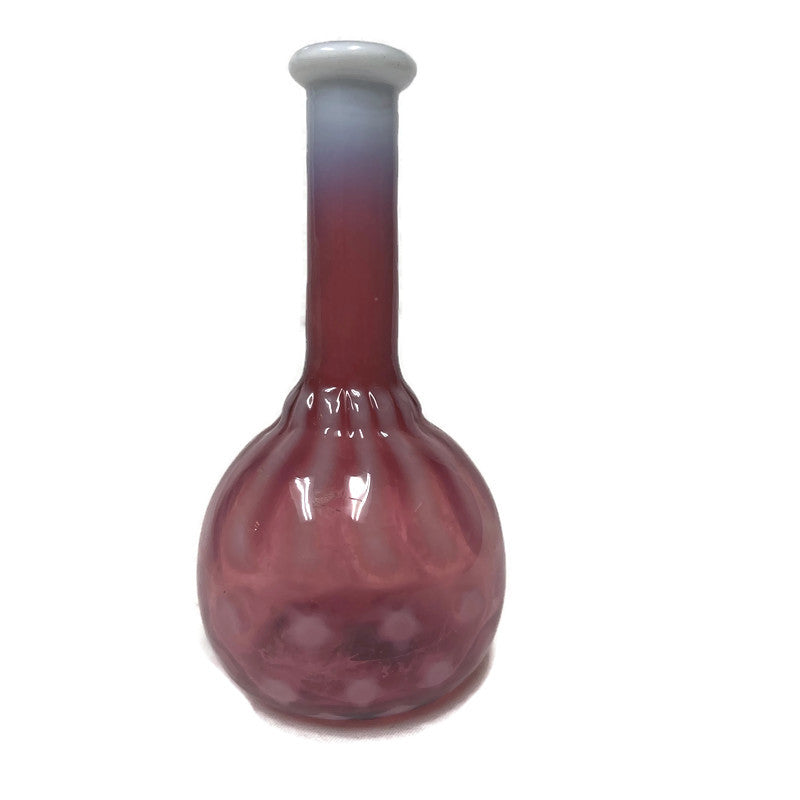 Antique Cranberry Glass Opalescent Stars & Stripes Barber Bottle.