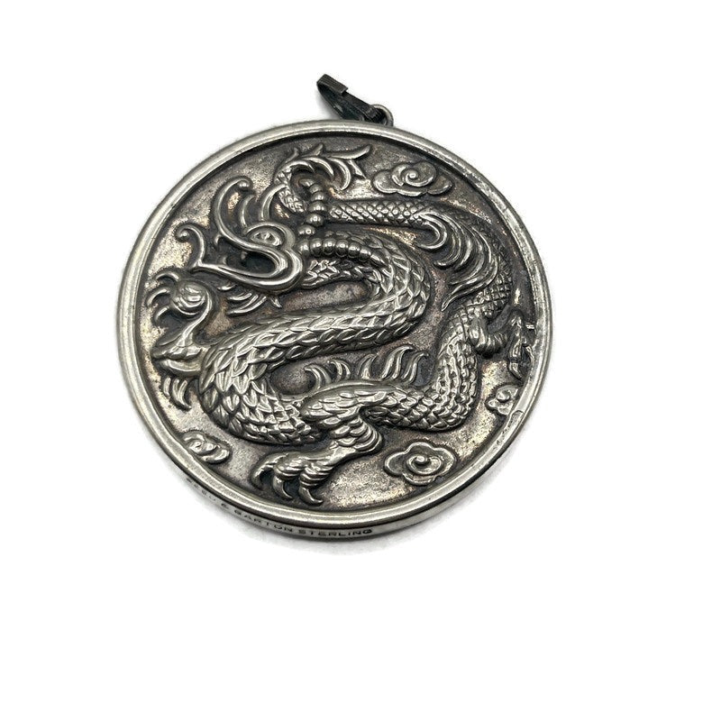 Vintage Reed & Barton Sterling Silver Mirrored Dragon Pendant