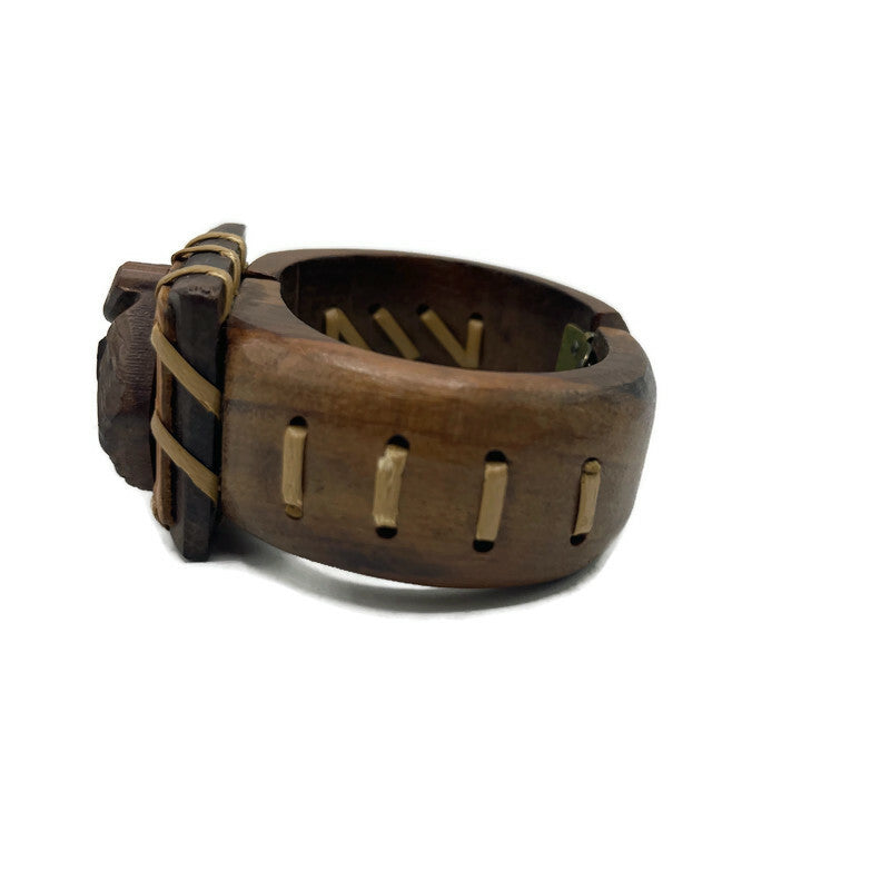 Vintage 1930’s/40’s Wood & Leather Clamp Bracelet