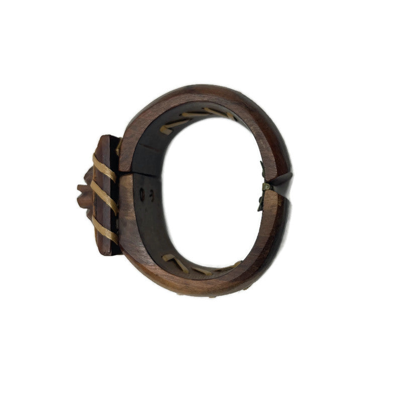 Vintage 1930’s/40’s Wood & Leather Clamp Bracelet