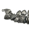 Vintage Sterling Silver Love Token Puffy Hearts Bracelet