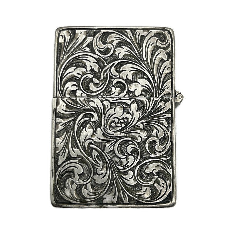 Vintage 1940’s Etched Sterling Silver Zippo Lighter