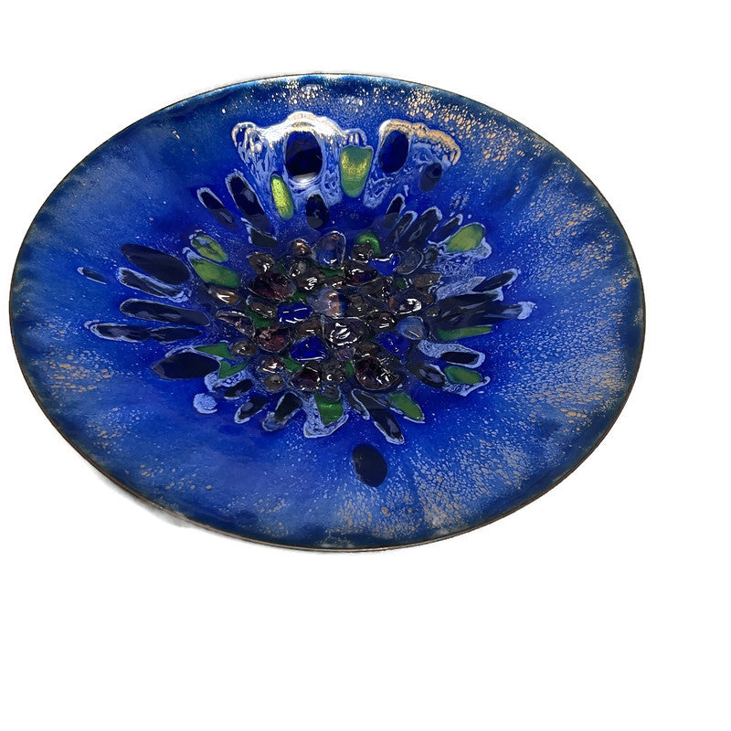 Vintage Signed Myrna Eaton “ Jewels on Copper” Enamel Plate