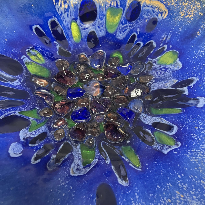 Vintage Signed Myrna Eaton “ Jewels on Copper” Enamel Plate