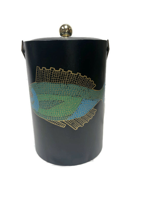 Mid Century Modern Couroc Mosaic Fish Tall Ice Bucket