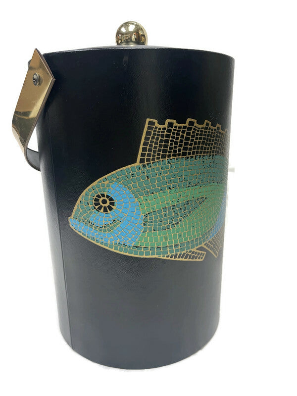Mid Century Modern Couroc Mosaic Fish Tall Ice Bucket