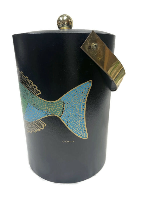Mid Century Modern Couroc Mosaic Fish Tall Ice Bucket