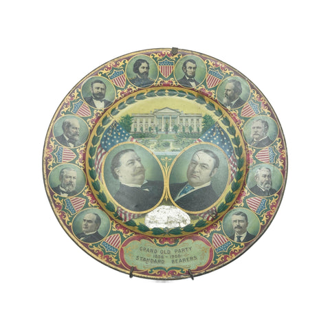 Antique 1908 Taft & Sherman Political Tin Litho Plate / Tray