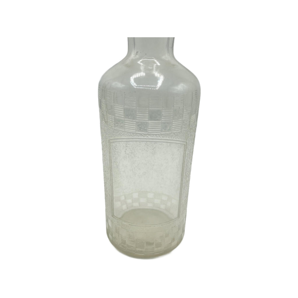 Antique Clear Glass Embossed Barbers Bottle