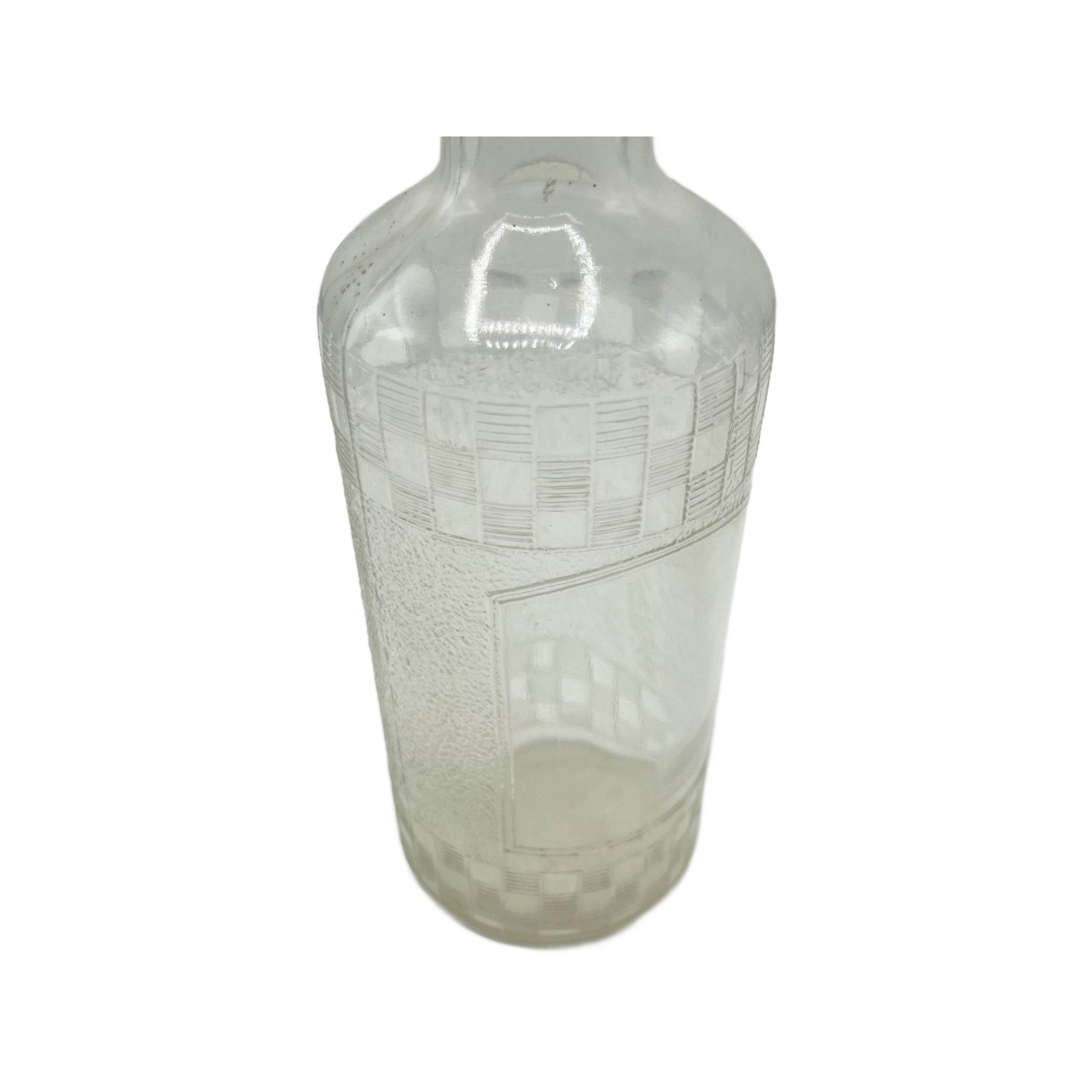 Antique Clear Glass Embossed Barbers Bottle